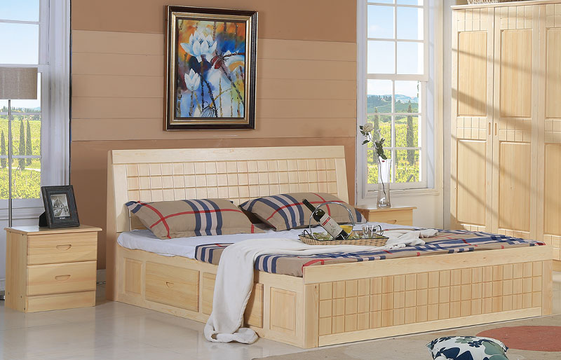 實(shí)木方格高箱床