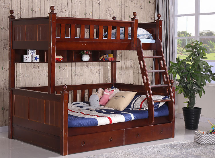 美式實(shí)木雙層床