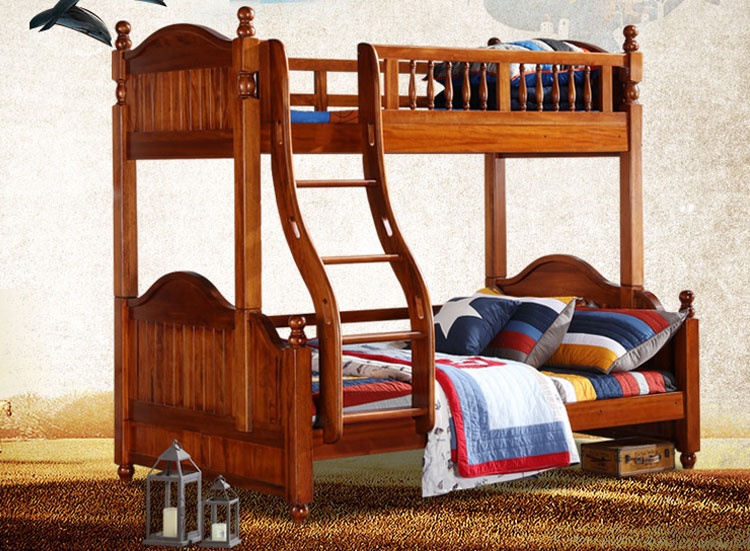 美式全實(shí)木兒童床高低床