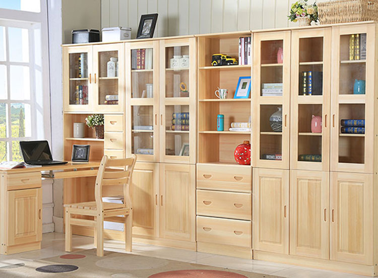 組合電腦桌帶書柜帶玻璃