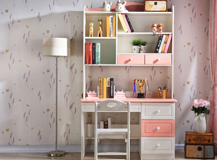 炫彩實(shí)木書架組合電腦桌