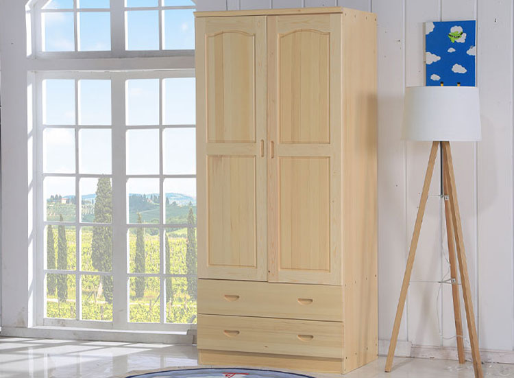 實木兩門兩抽衣柜