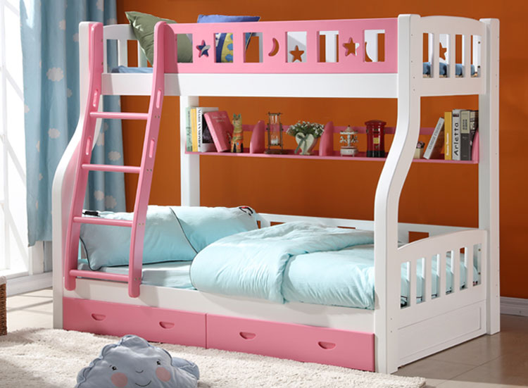 炫彩兒童實木高低床